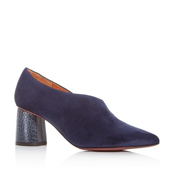 Chie Mihara Loa Navy Blue Suede Block Heel Pumps – Size 7 - Picture 1 of 5